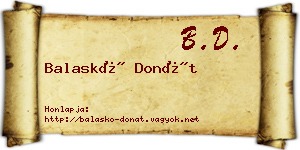 Balaskó Donát névjegykártya